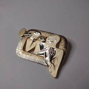 Vintage Gold Tone AJC Louis Armstrong Trumpet Brooch